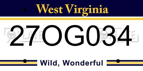 27OG034 West Virginia License Plate