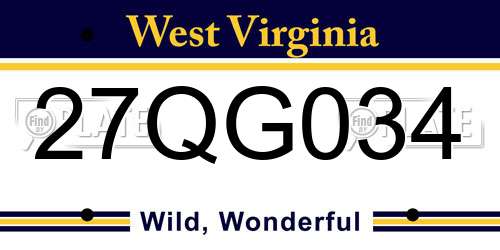 27QG034 West Virginia License Plate