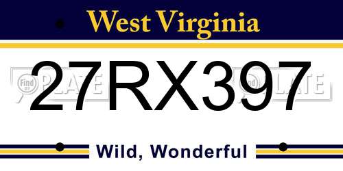 27RX397 West Virginia License Plate
