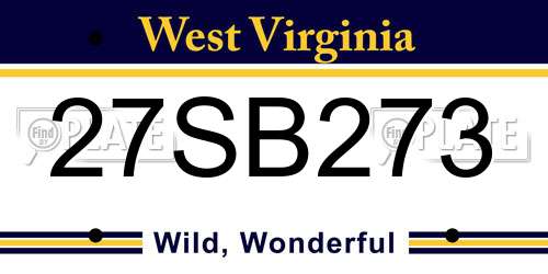 27SB273 West Virginia License Plate