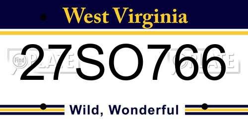 27SO766 West Virginia License Plate