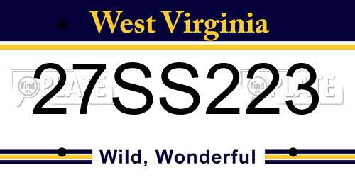 27SS223 West Virginia License Plate