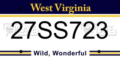 27SS723 West Virginia License Plate