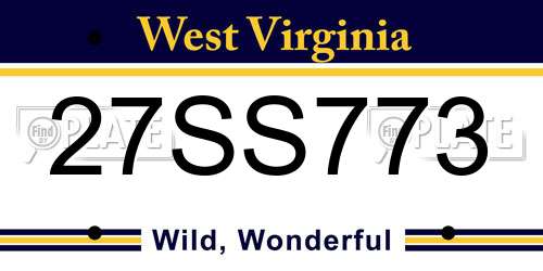 27SS773 West Virginia License Plate
