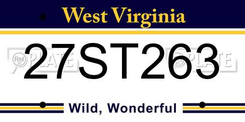 27ST263 West Virginia License Plate