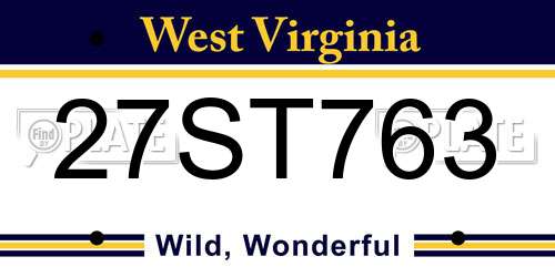 27ST763 West Virginia License Plate