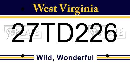 27TD226 West Virginia License Plate