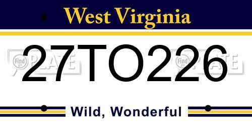27TO226 West Virginia License Plate