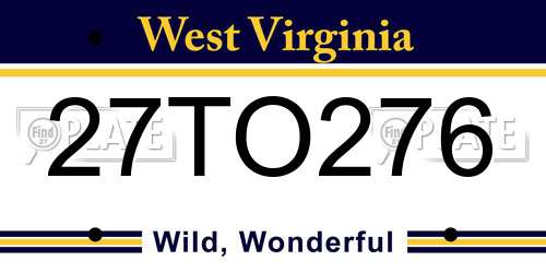 27TO276 West Virginia License Plate