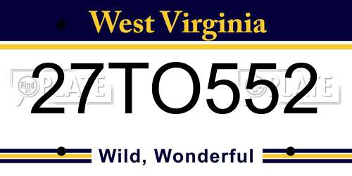 27TO552 West Virginia License Plate