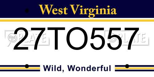 27TO557 West Virginia License Plate