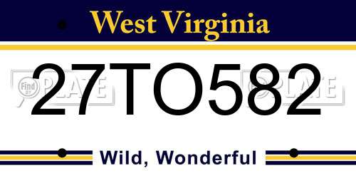 27TO582 West Virginia License Plate