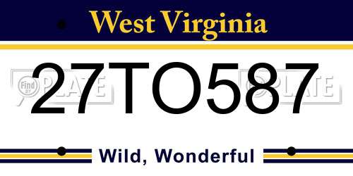 27TO587 West Virginia License Plate