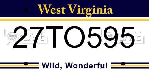 27TO595 West Virginia License Plate