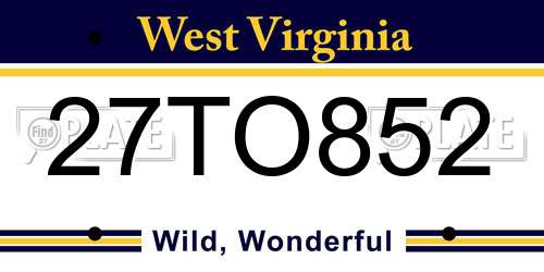 27TO852 West Virginia License Plate