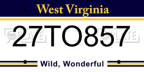 27TO857 West Virginia License Plate