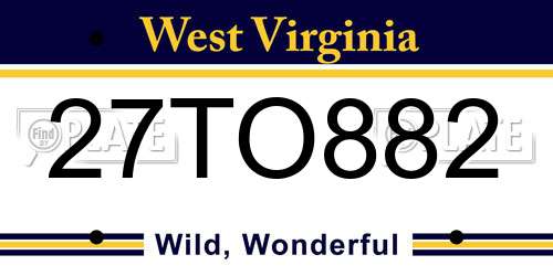 27TO882 West Virginia License Plate
