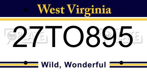 27TO895 West Virginia License Plate
