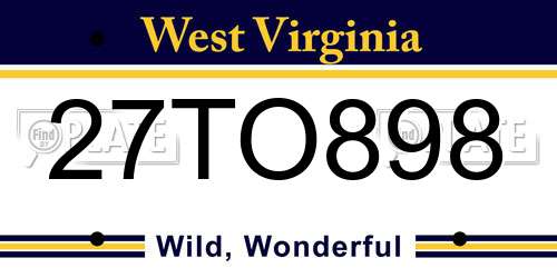 27TO898 West Virginia License Plate