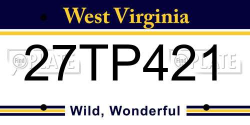 27TP421 West Virginia License Plate