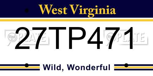 27TP471 West Virginia License Plate