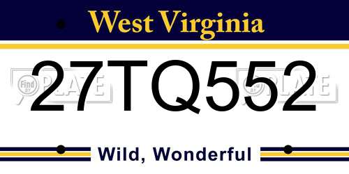 27TQ552 West Virginia License Plate