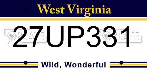 27UP331 West Virginia License Plate