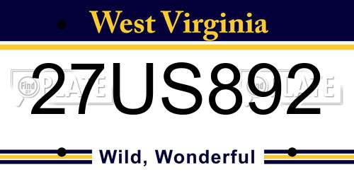 27US892 West Virginia License Plate