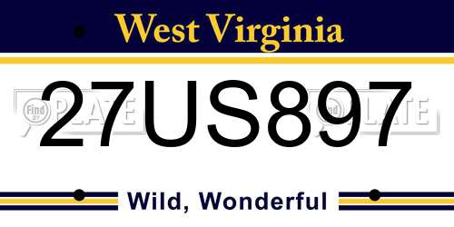 27US897 West Virginia License Plate