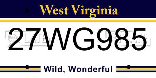 27WG985 West Virginia License Plate