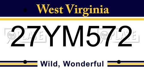 27YM572 West Virginia License Plate