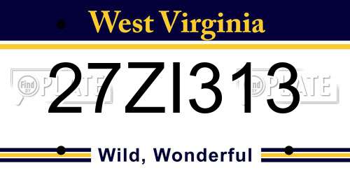 27ZI313 West Virginia License Plate