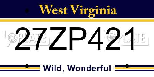 27ZP421 West Virginia License Plate