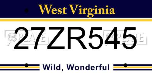 27ZR545 West Virginia License Plate