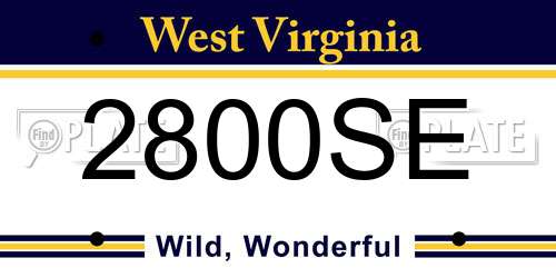 2800SE West Virginia License Plate