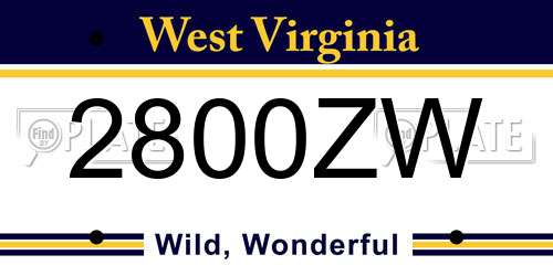 2800ZW West Virginia License Plate