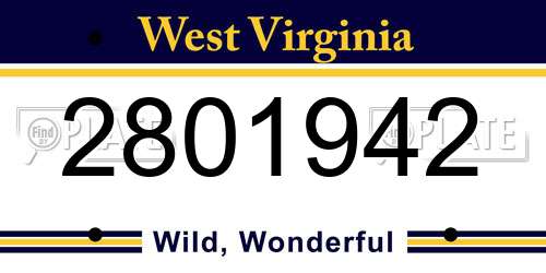 2801942 West Virginia License Plate