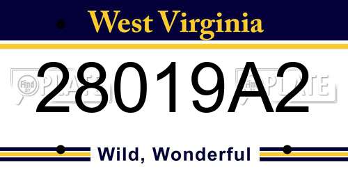28019A2 West Virginia License Plate