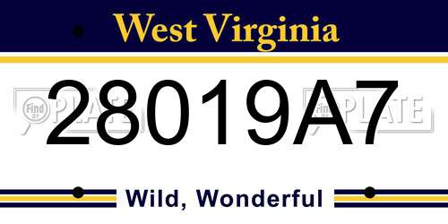 28019A7 West Virginia License Plate