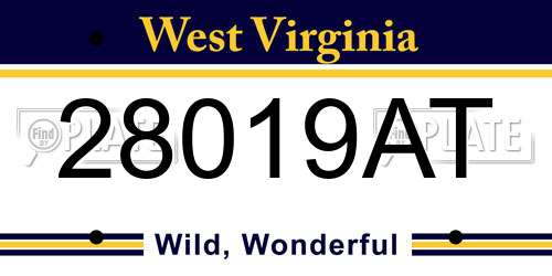28019AT West Virginia License Plate