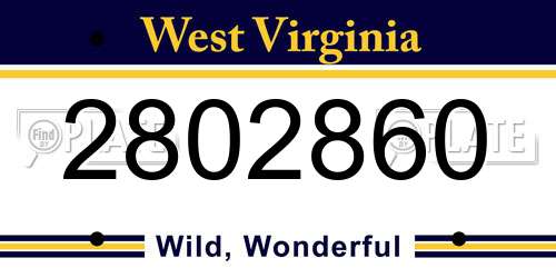 2802860 West Virginia License Plate