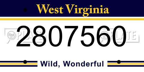 2807560 West Virginia License Plate