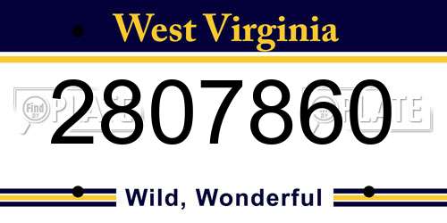 2807860 West Virginia License Plate