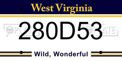 280D53 West Virginia License Plate