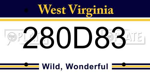 280D83 West Virginia License Plate