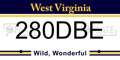 280DBE West Virginia License Plate