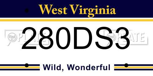 280DS3 West Virginia License Plate