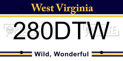 280DTW West Virginia License Plate