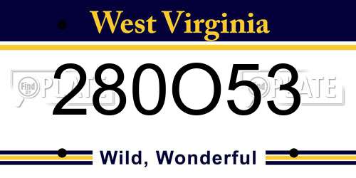 280O53 West Virginia License Plate