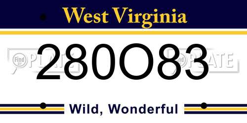 280O83 West Virginia License Plate